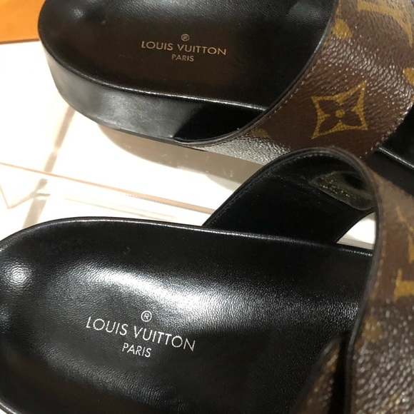 Authentic Louis Vuitton Monogram Bom Dia Sandal Slide On Mules Size 37 - Picture 10 of 17